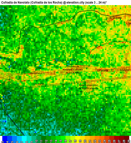 Cofradía de Navolato (Cofradía de los Rocha) elevation map