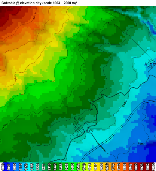 Cofradía elevation map