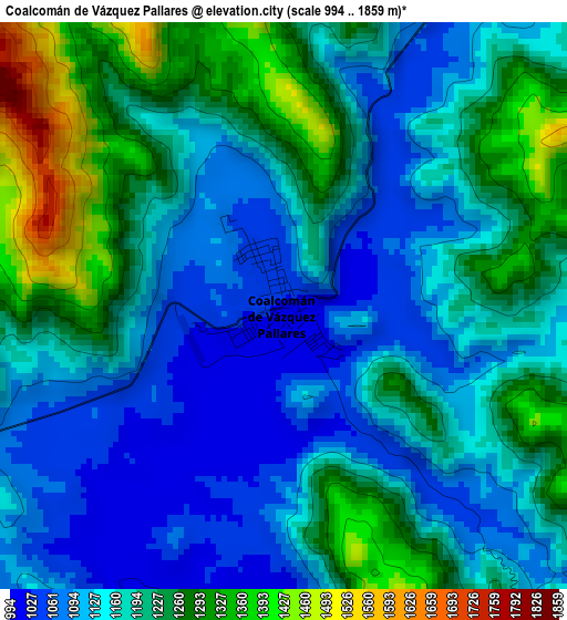 Coalcomán de Vázquez Pallares elevation map