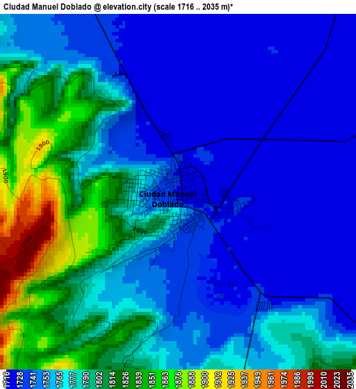 Ciudad Manuel Doblado elevation map