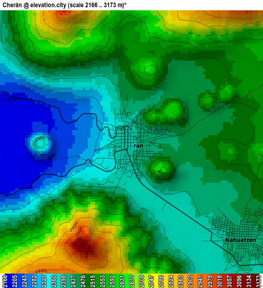 Cherán elevation map