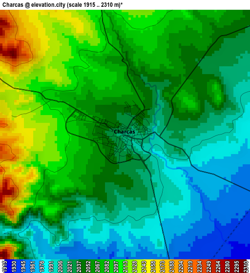 Charcas elevation map