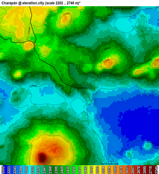 Charapán elevation map