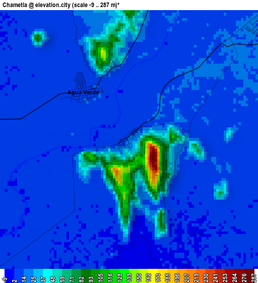 Chametla elevation map