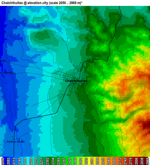 Chalchihuites elevation map