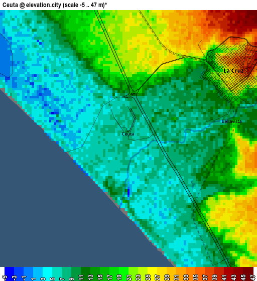 Ceuta elevation map