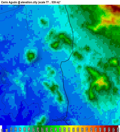 Cerro Agudo elevation map