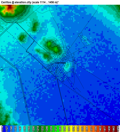 Cerritos elevation map