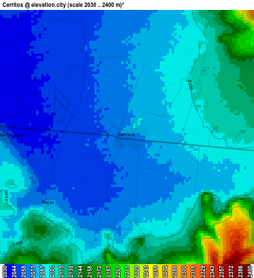 Cerritos elevation map