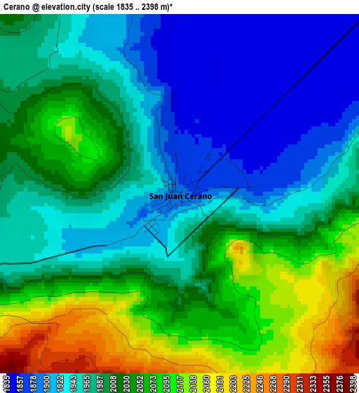 Cerano elevation map