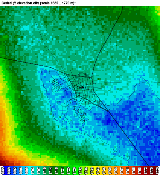 Cedral elevation map