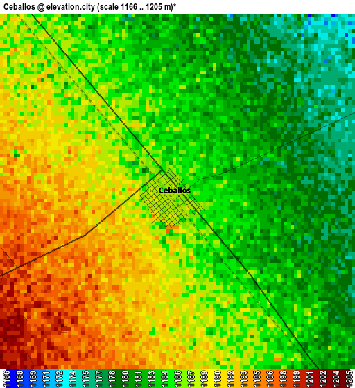 Ceballos elevation map