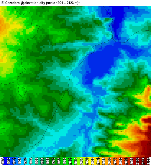 El Cazadero elevation map