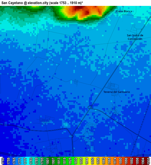 San Cayetano elevation map