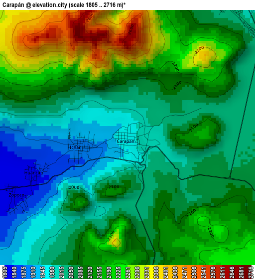 Carapán elevation map