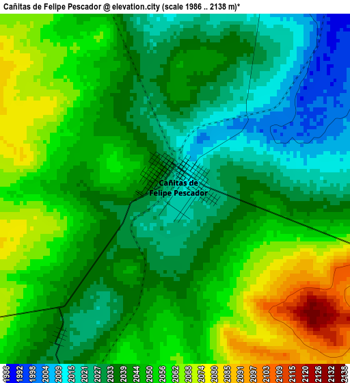 Cañitas de Felipe Pescador elevation map