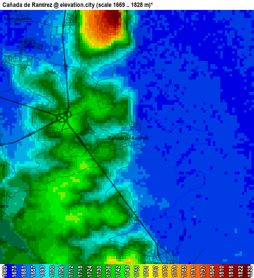 Cañada de Ramírez elevation map