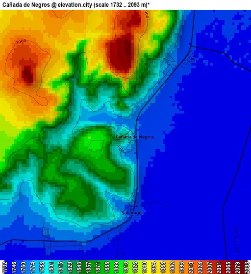 Cañada de Negros elevation map
