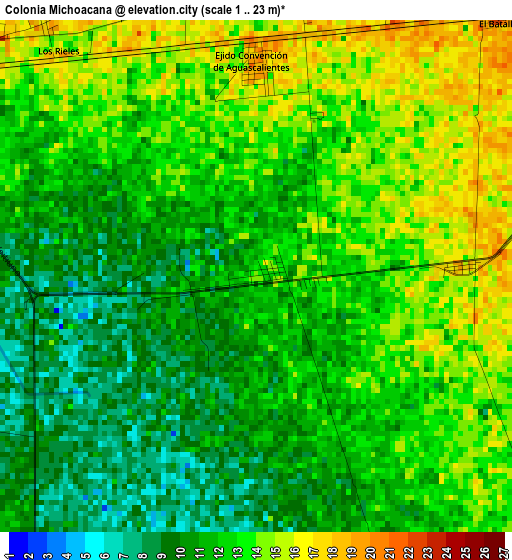 Colonia Michoacana elevation map