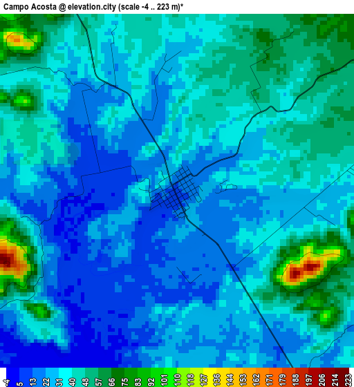 Campo Acosta elevation map