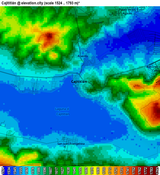 Cajititlán elevation map