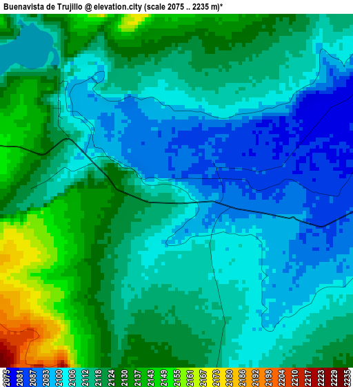 Buenavista de Trujillo elevation map