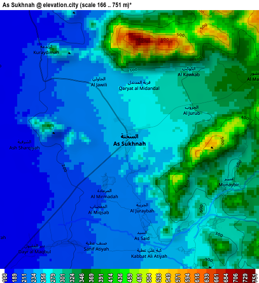 As Sukhnah elevation map