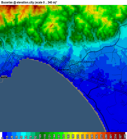 Bucerías elevation map