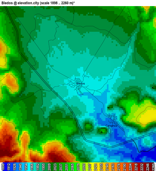 Bledos elevation map