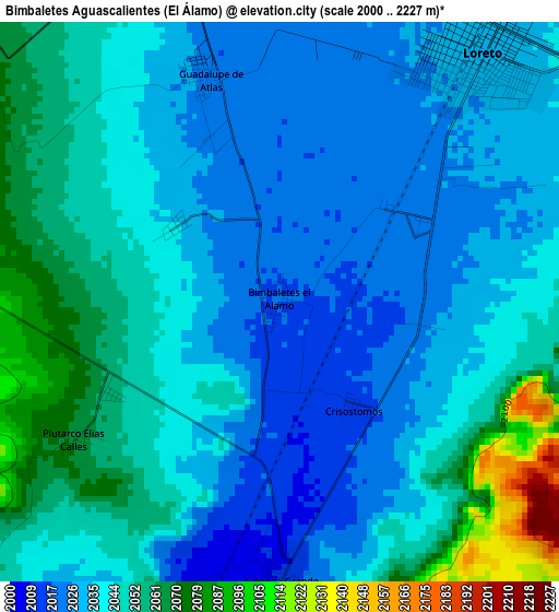 Bimbaletes Aguascalientes (El Álamo) elevation map