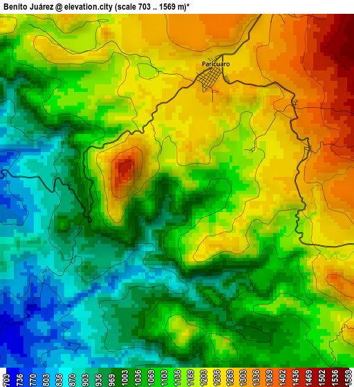 Benito Juárez elevation map