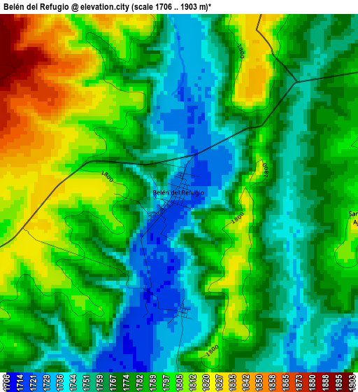 Belén del Refugio elevation map