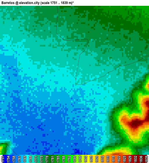 Barretos elevation map