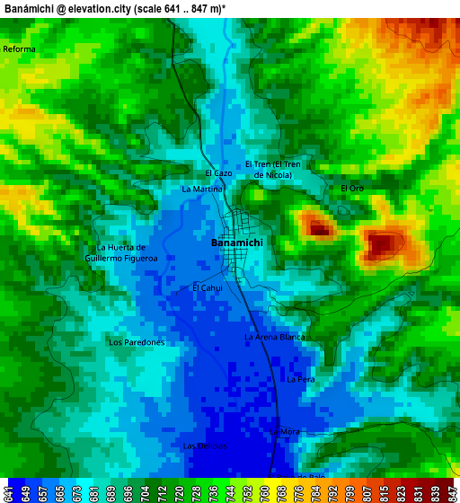 Banámichi elevation map