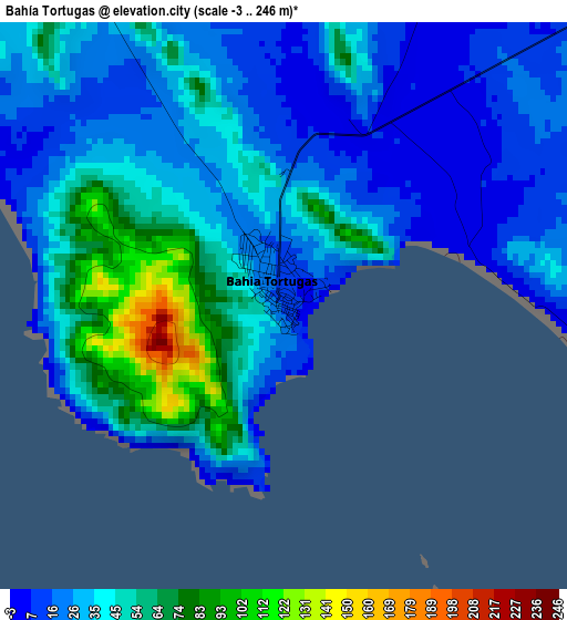 Bahía Tortugas elevation map