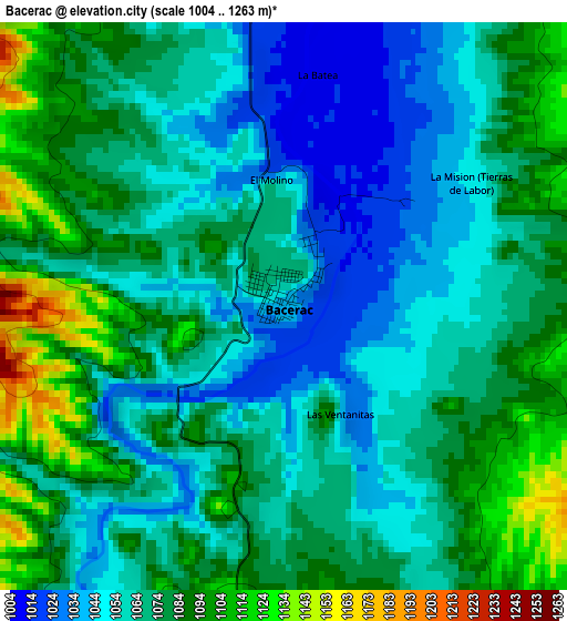 Bacerac elevation map