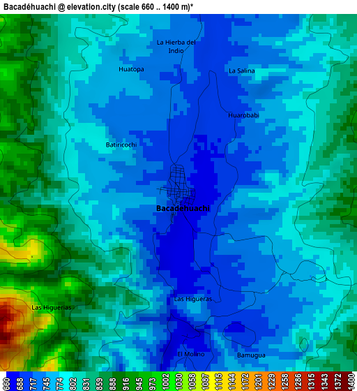 Bacadéhuachi elevation map