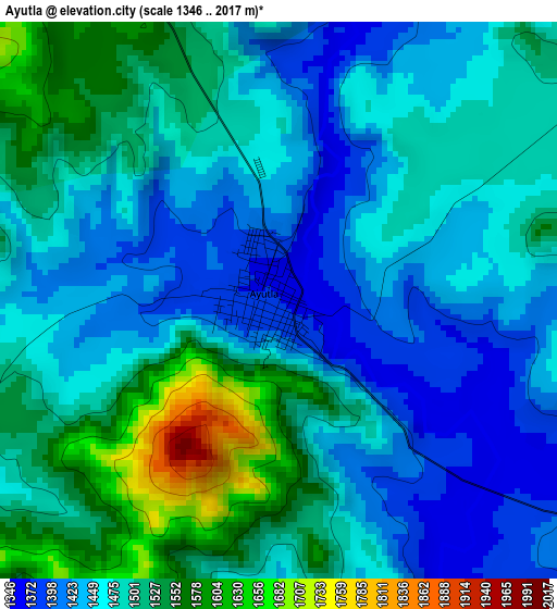 Ayutla elevation map