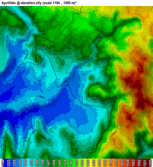 Ayotitlán elevation map