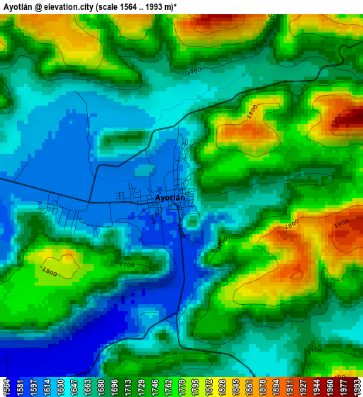 Ayotlán elevation map