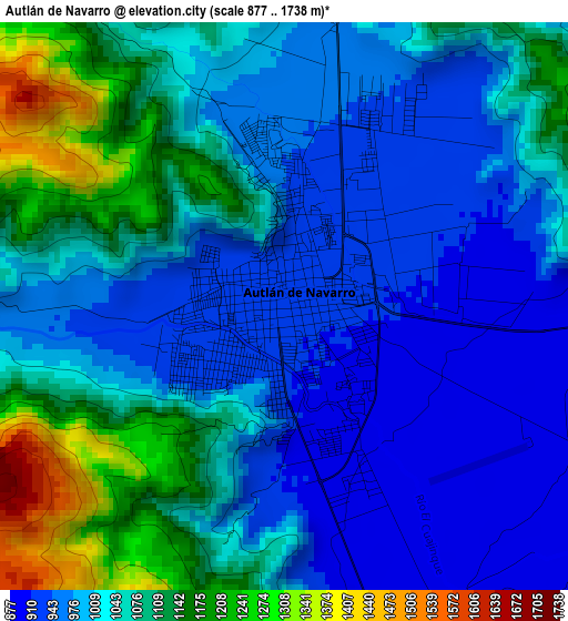 Autlán de Navarro elevation map