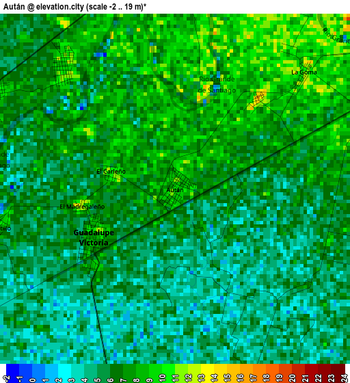 Aután elevation map