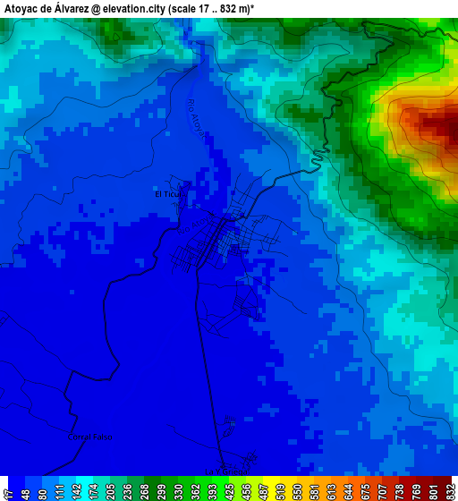 Atoyac de Álvarez elevation map