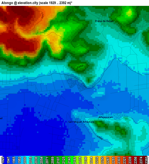 Atongo elevation map