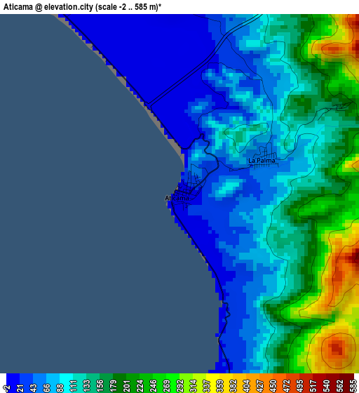 Aticama elevation map