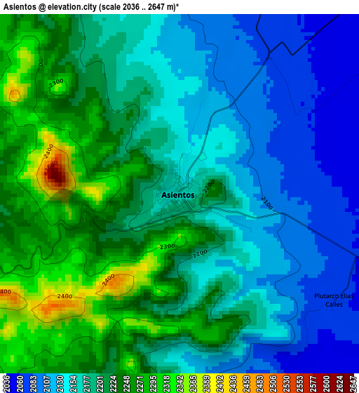 Asientos elevation map