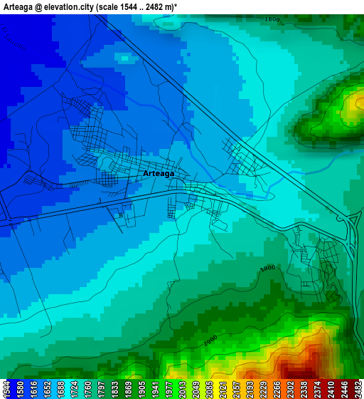 Arteaga elevation map