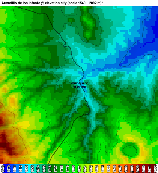 Armadillo de los Infante elevation map