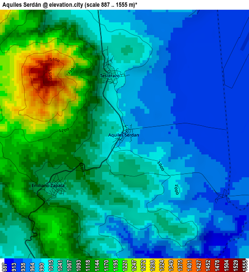 Aquiles Serdán elevation map