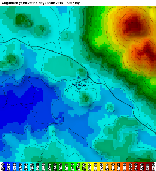 Angahuán elevation map